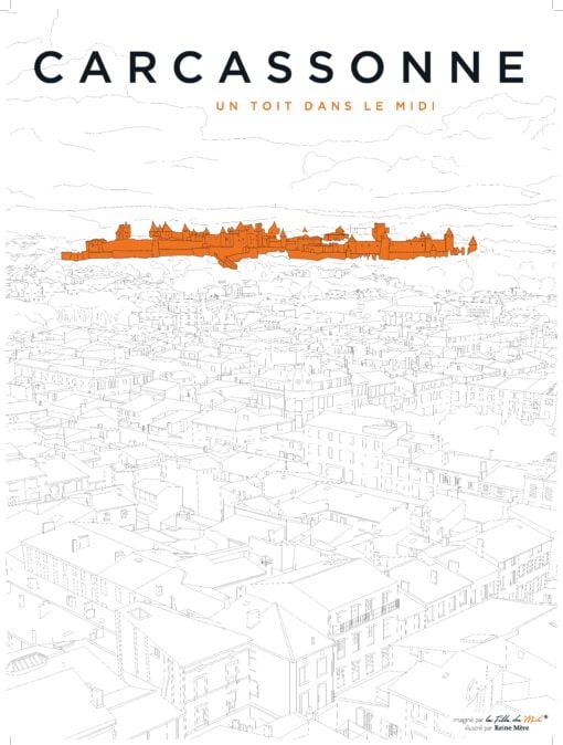 Affiche toits et cité de Carcassonne